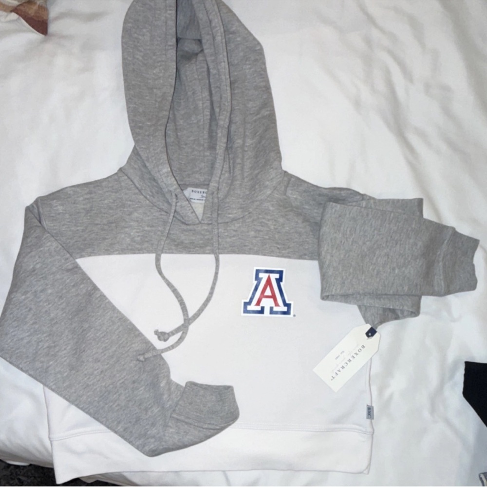 University A Grey & White Kids Hoodie with A Logo